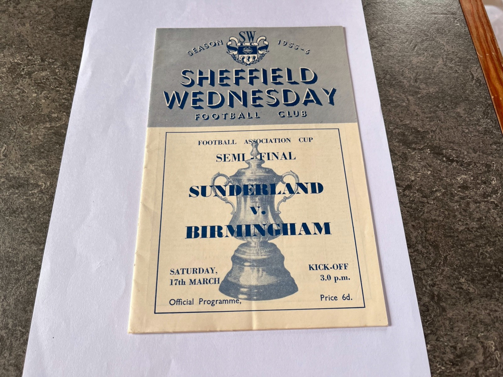 Sunderland v Birmingham City FA Cup semi final  1955/6 football programme for sale on Ebay