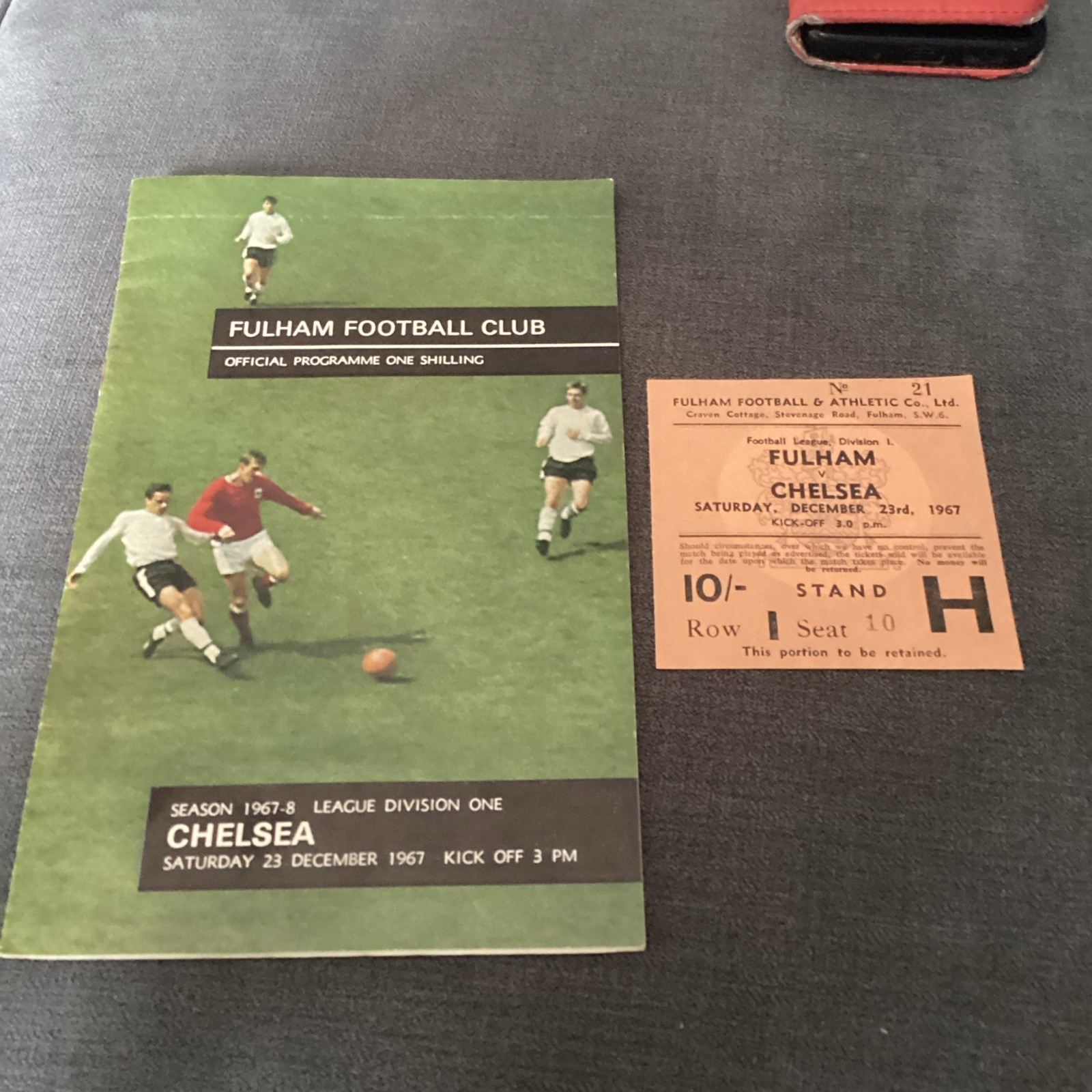 1967/8 Fulham v Chelsea plus match ticket  for sale on Ebay