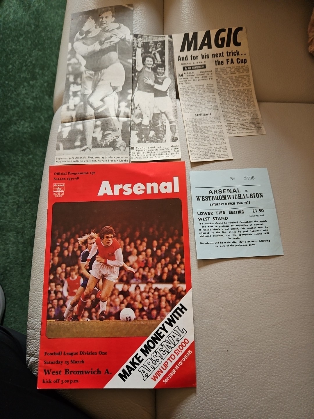 Arsenal V West Bromwich 25/03/78 Programme, Ticket & Paper Cuttings for sale on Ebay
