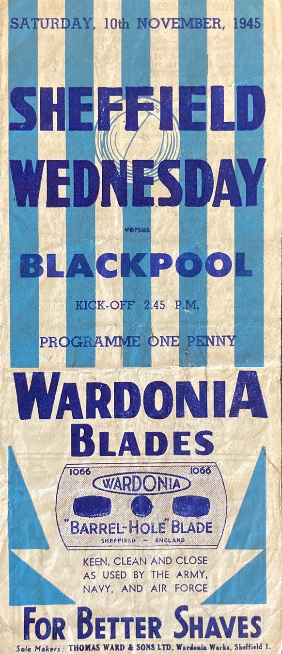 Sheffield Wednesday v Blackpool Football League (North) 1945/46 for sale on Ebay