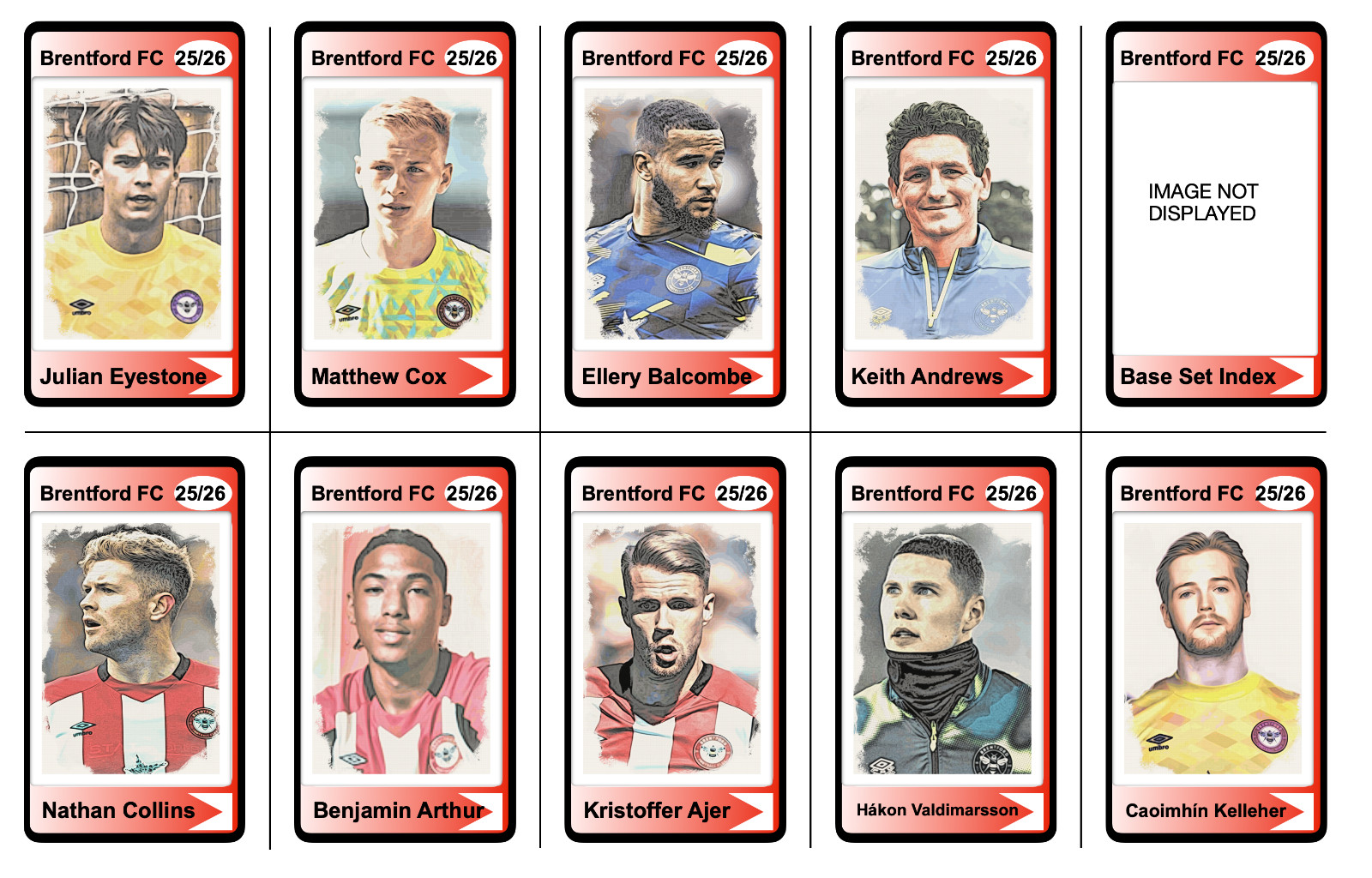 BRENTFORD FC - 25/26 ENGLISH PREMIER LEAGUE BASE SET  Trading Cards-Shirt & Club for sale on Ebay