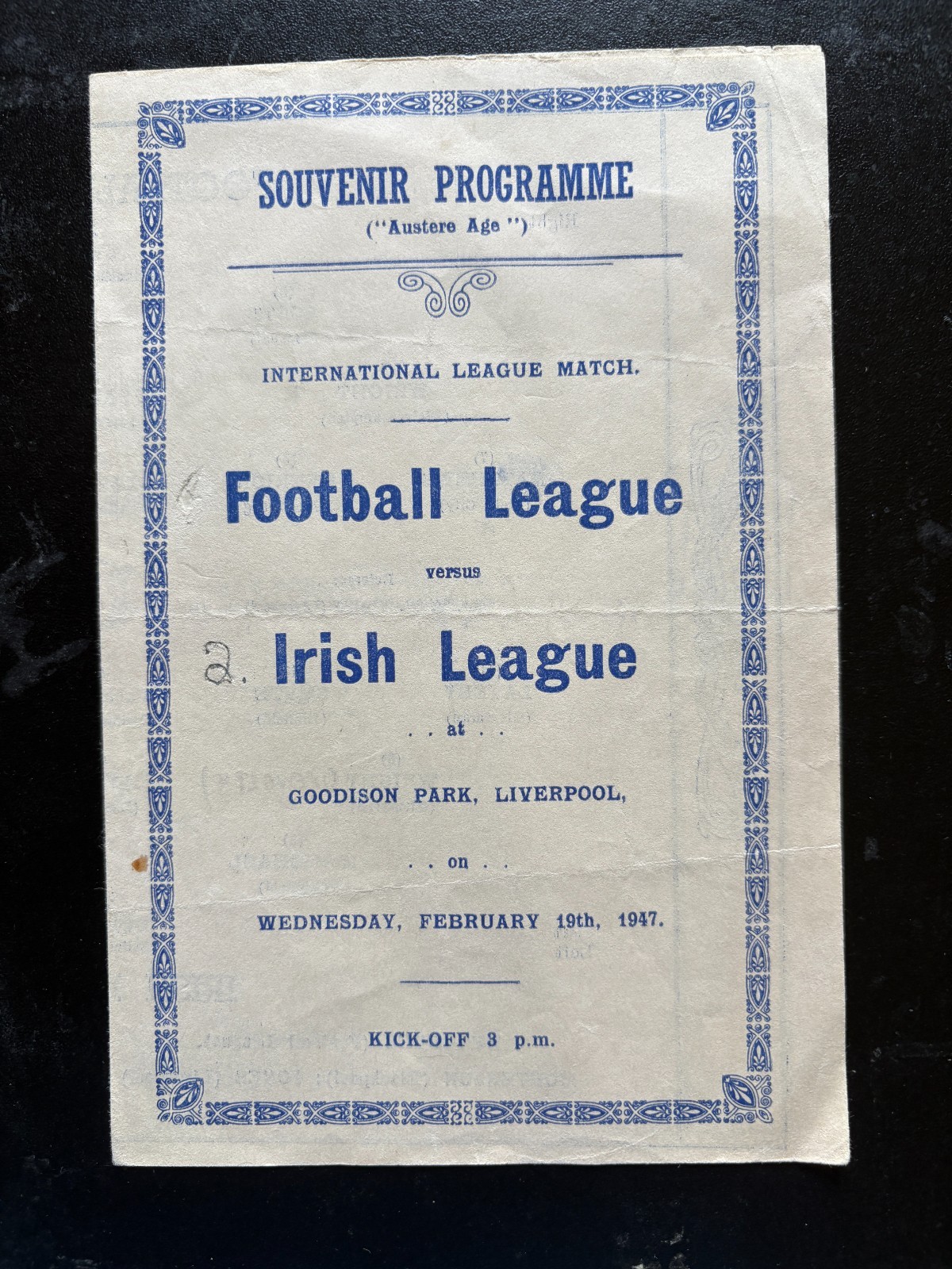1946-47 Football League v Irish League for sale on Ebay