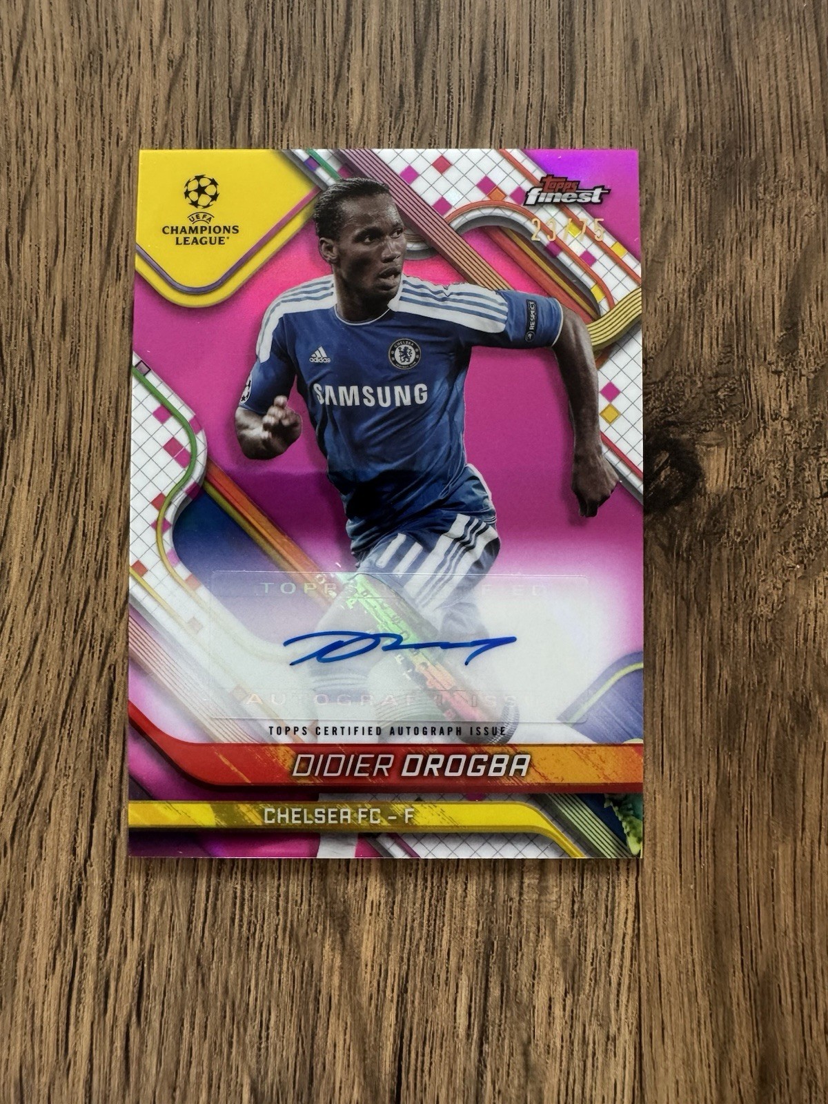 Topps Finest UCC 2024-25 Didier Drogba Auto /75 Pink Refractor Chelsea Legend for sale on Ebay