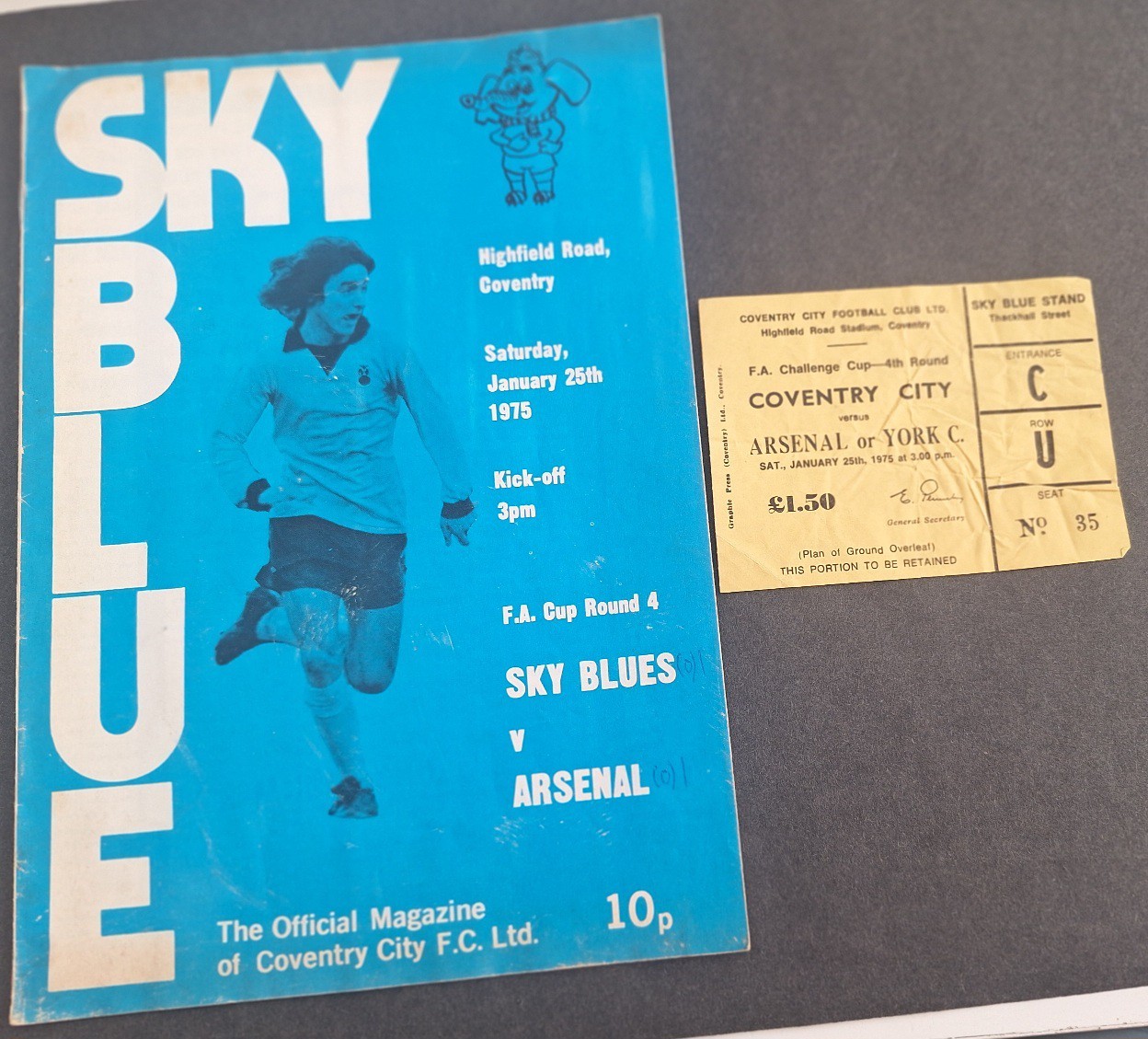 Coventry City versus Arsenal Programme And Ticket From The 1974/75 Season FA CUP for sale on Ebay
