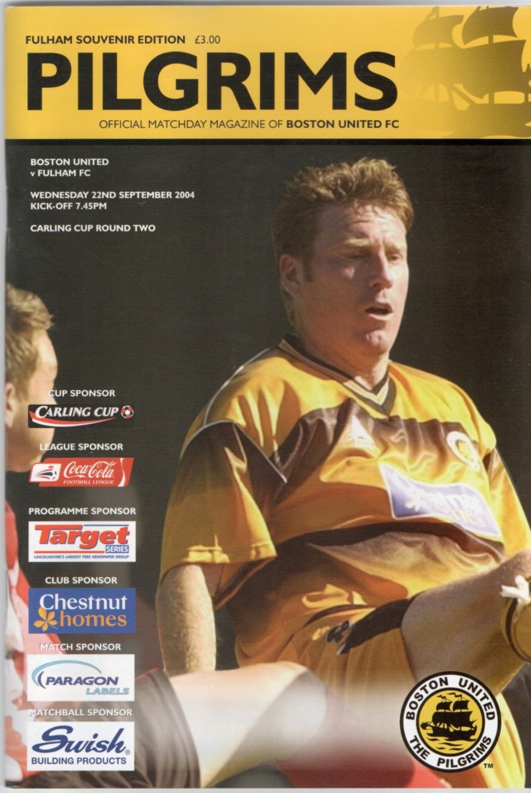 BOSTON UNITED v FULHAM 2004-05  (Carling Cup) for sale on Ebay