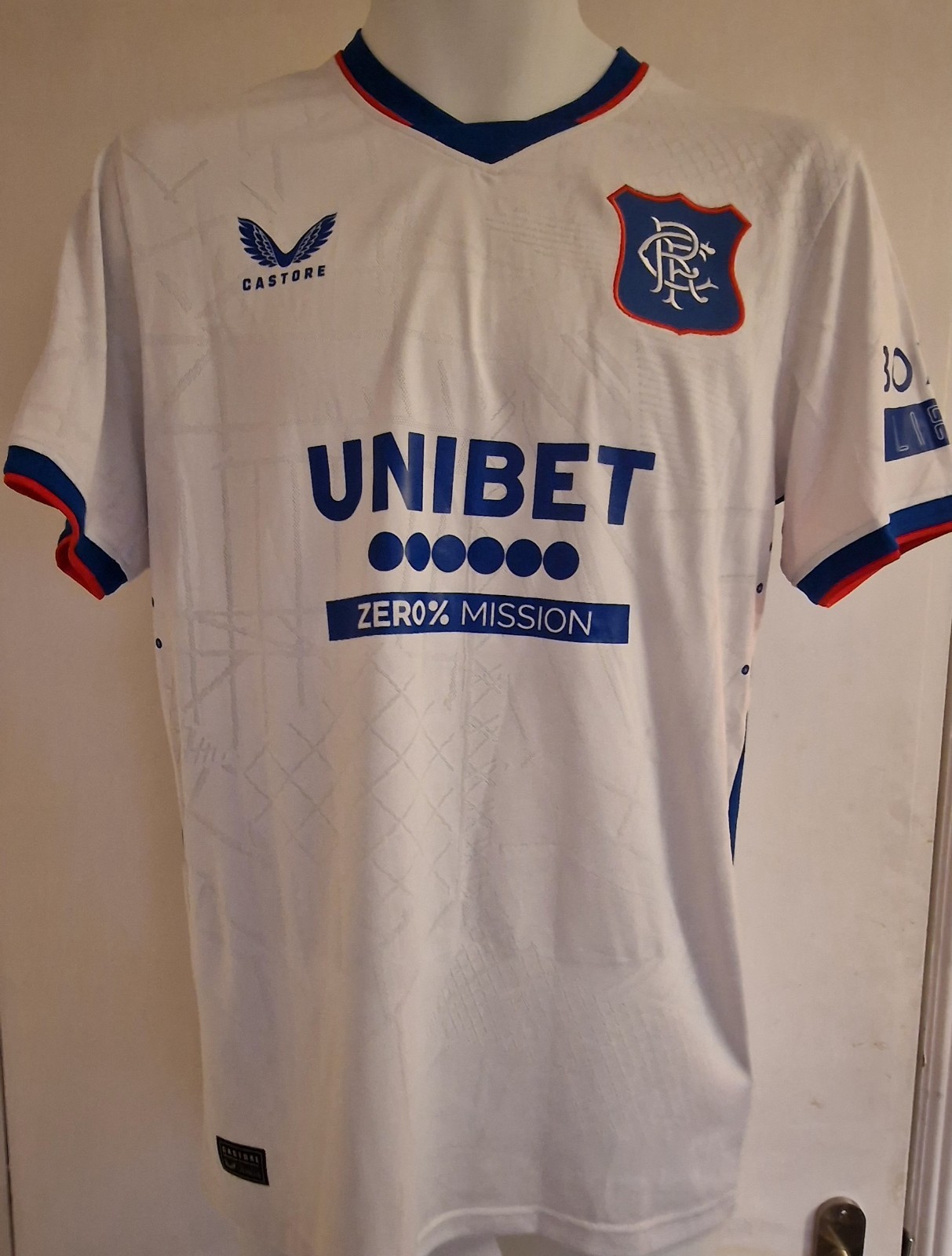 Rangers FC pro issue white away  shirt  2024/25  small 45 Raskin PLAYER ISSUE  for sale on Ebay