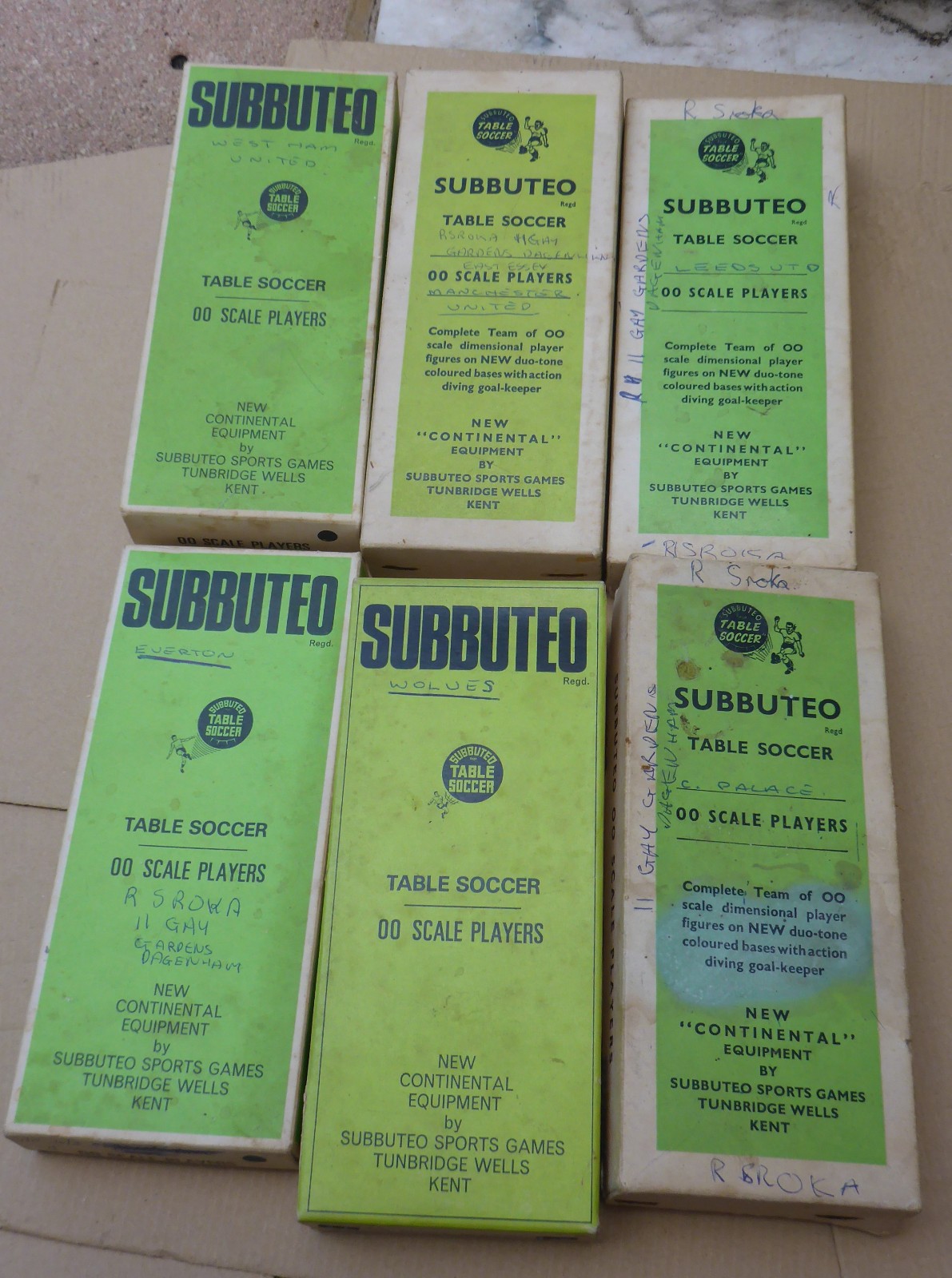 Vintage Subbuteo Crystal Palace West Ham Everton Manchester United Leeds Team for sale on Ebay