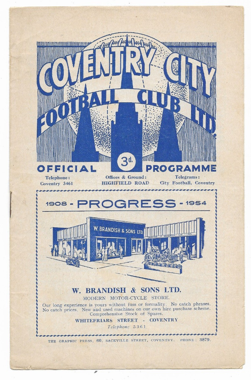 1953/54 Division 3 South - COVENTRY CITY v. TORQUAY UNITED for sale on Ebay