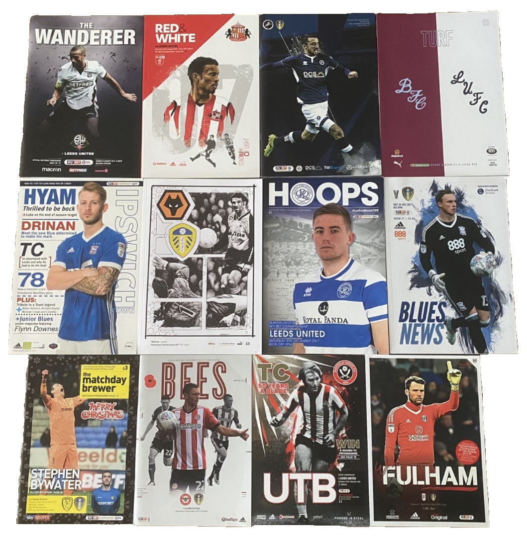 Leeds United Away Football Programmes 2017/18 Job Lot X 12 All Excellent/Mint for sale on Ebay