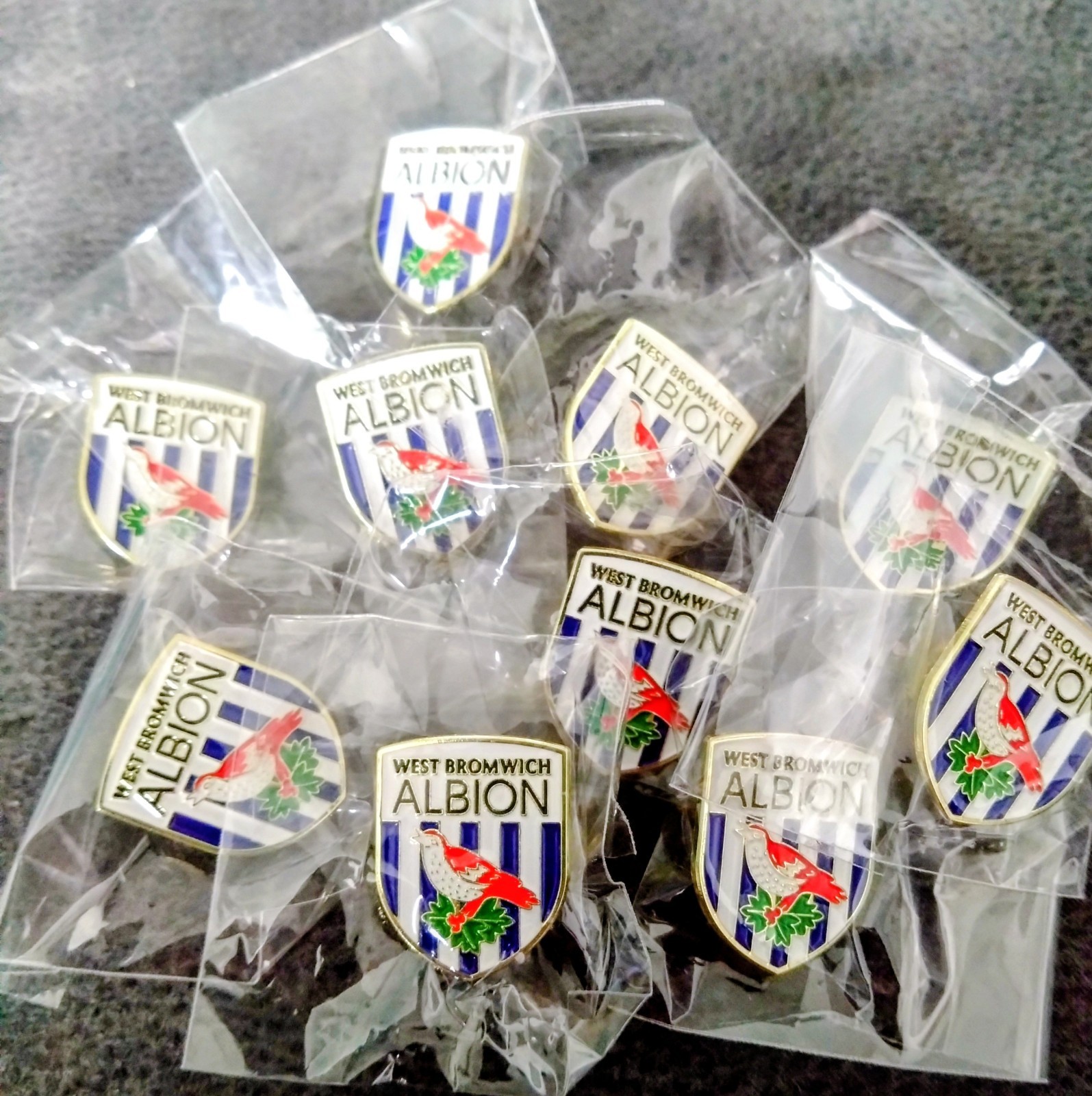 JOB LOT/COLLECTION OF 10 WEST BROMWICH ALBION FOOTBALL CLUB BADGES. for sale on Ebay
