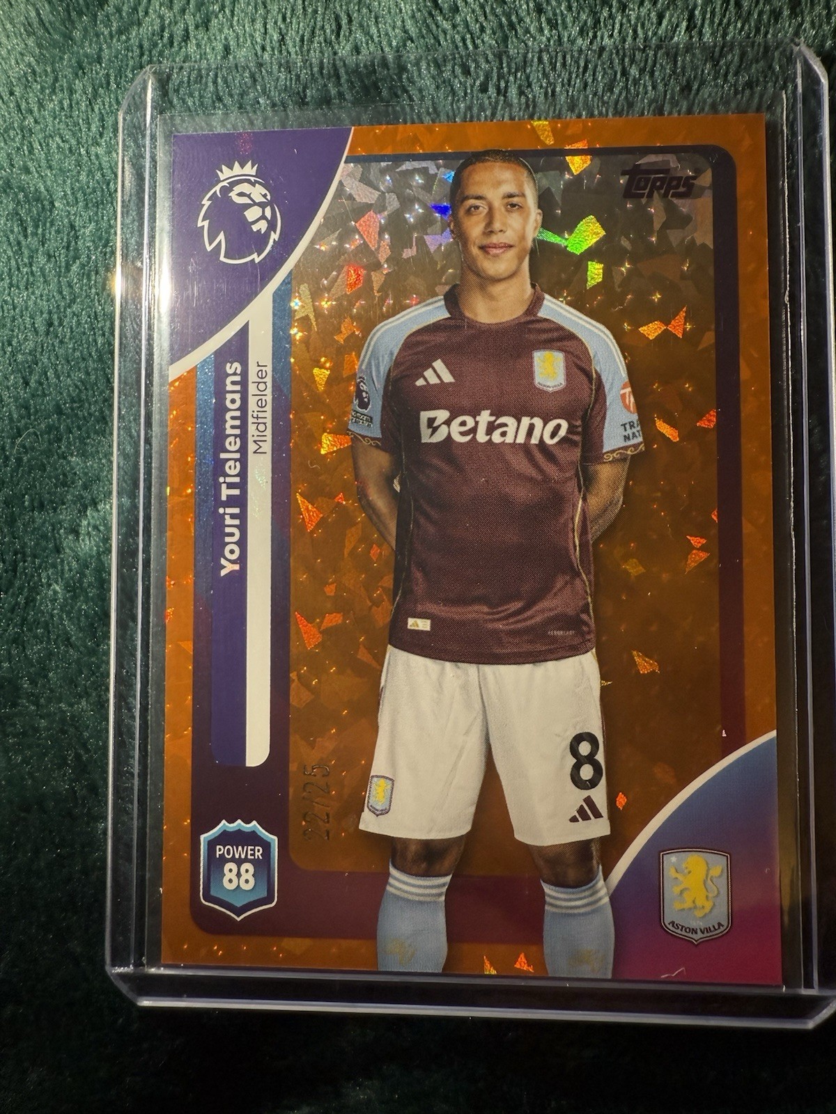 Topps Premier League 2026 Orange Sparkle Parallel/25 Youri Tielemans Aston Villa for sale on Ebay