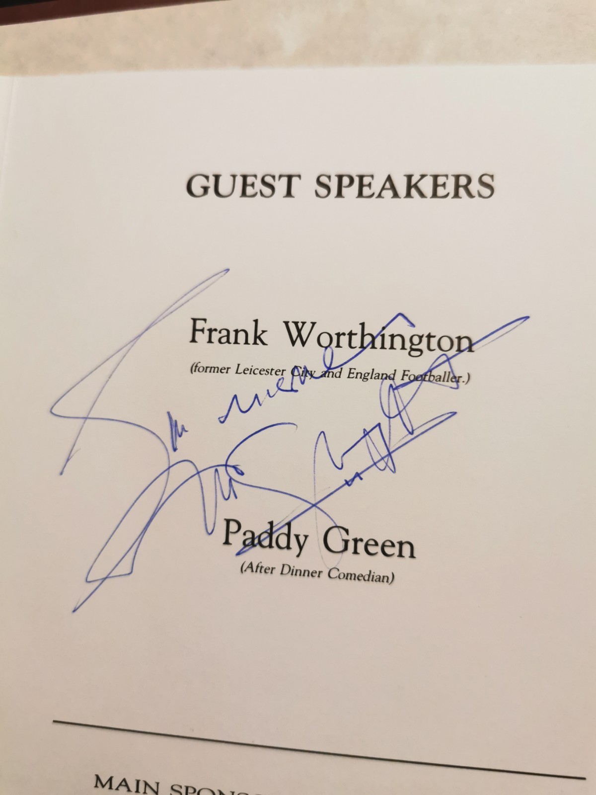 Frank Worthington Leicester City Signed PROGRAMME  SPORTSMANS DINNER Menu for sale on Ebay