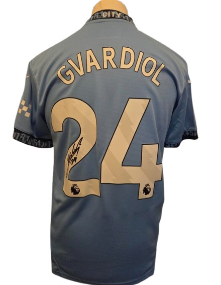 Authentic Josko Gvardiol Manchester City Signed 24/25 Home Shirt with COA for sale on Ebay