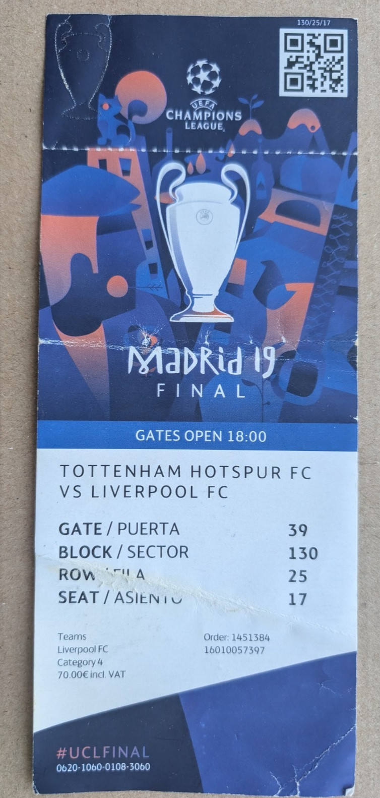 Liverpool v Tottenham 2019 Champions League Final ticket for sale on Ebay