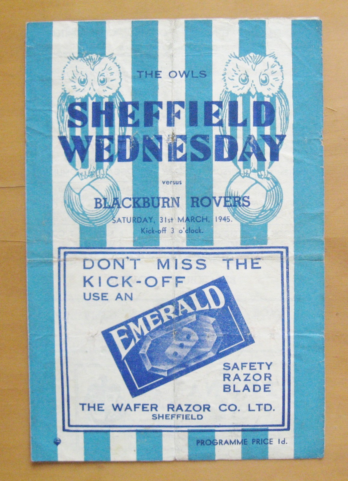 SHEFFIELD WEDNESDAY v BLACKBURN ROVERS 1944/1945 *Fair/Good Condition Programme* for sale on Ebay