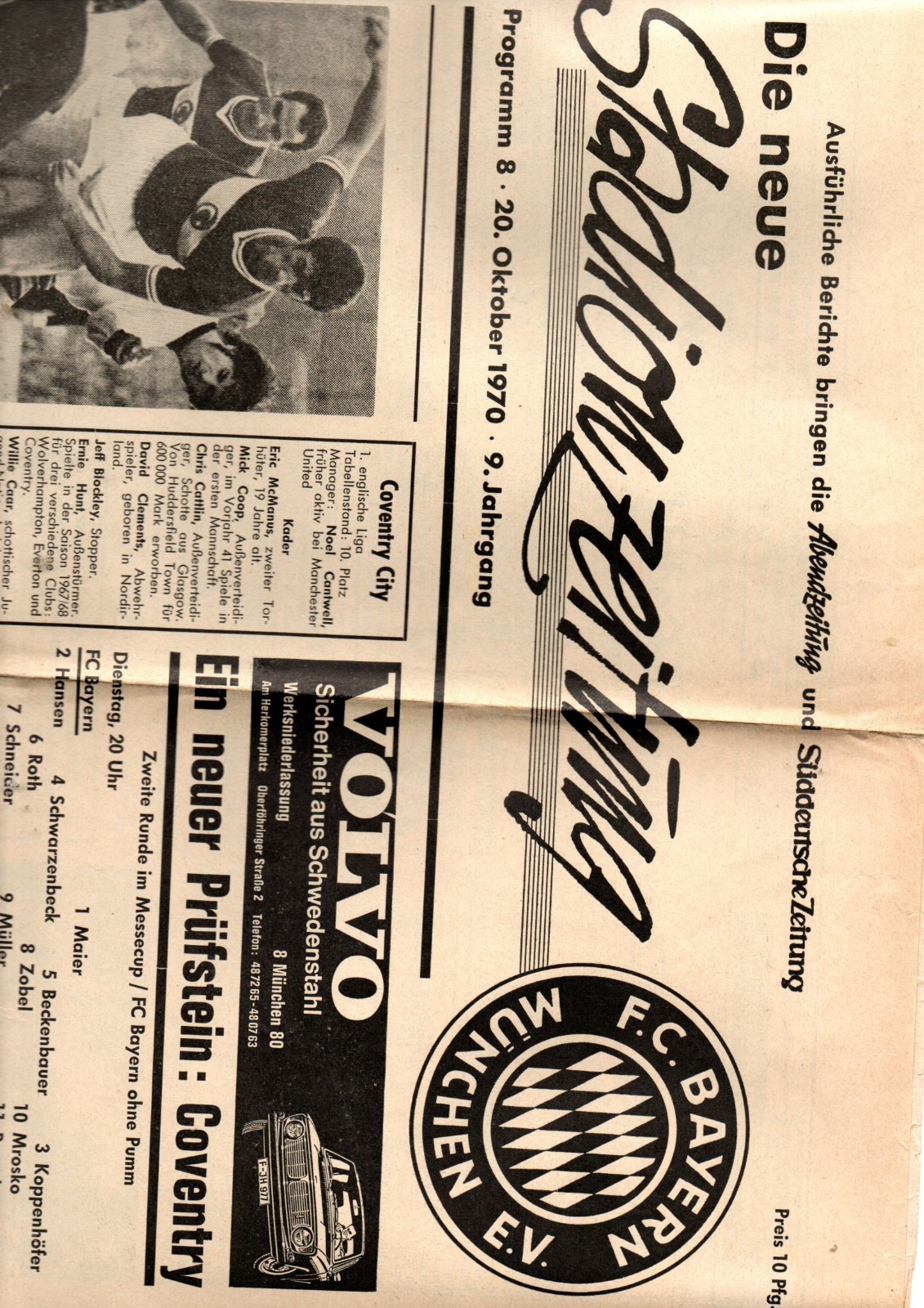 Bayern Munich v Coventry City 1970 - 1971 Fairs Cup for sale on Ebay