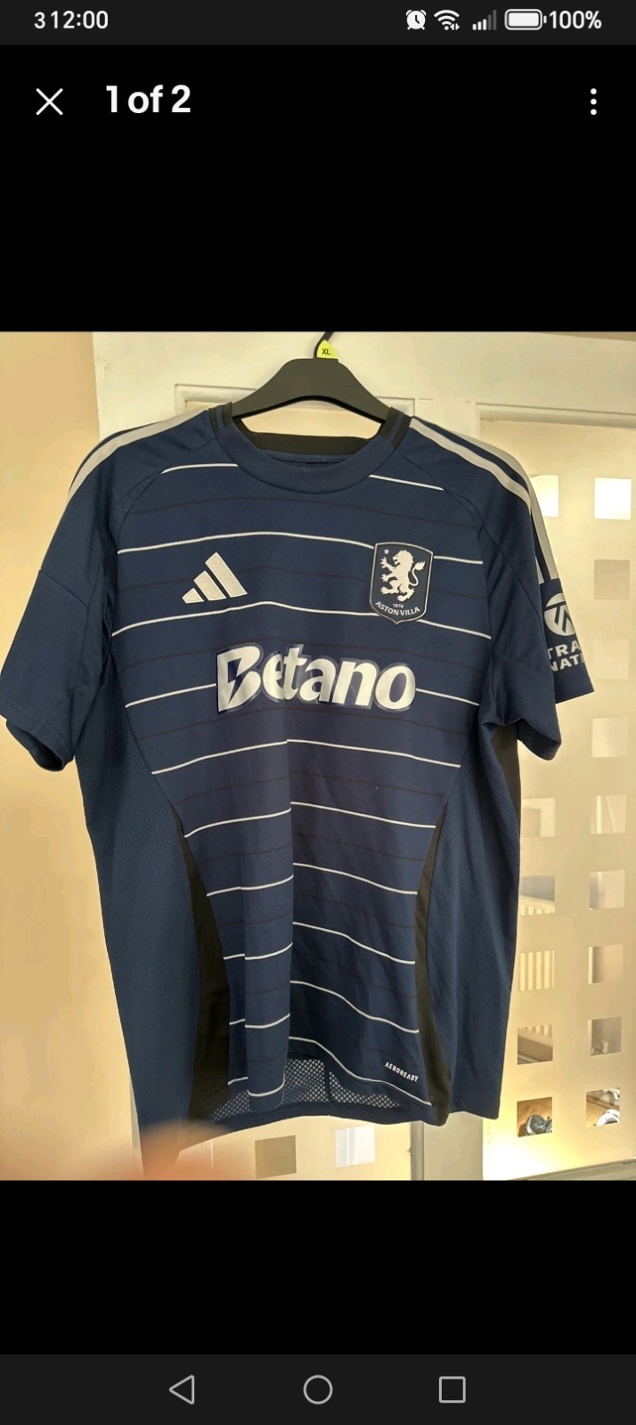 Aston Villa Shirt X-Large Away Excellent Condition for sale on Ebay