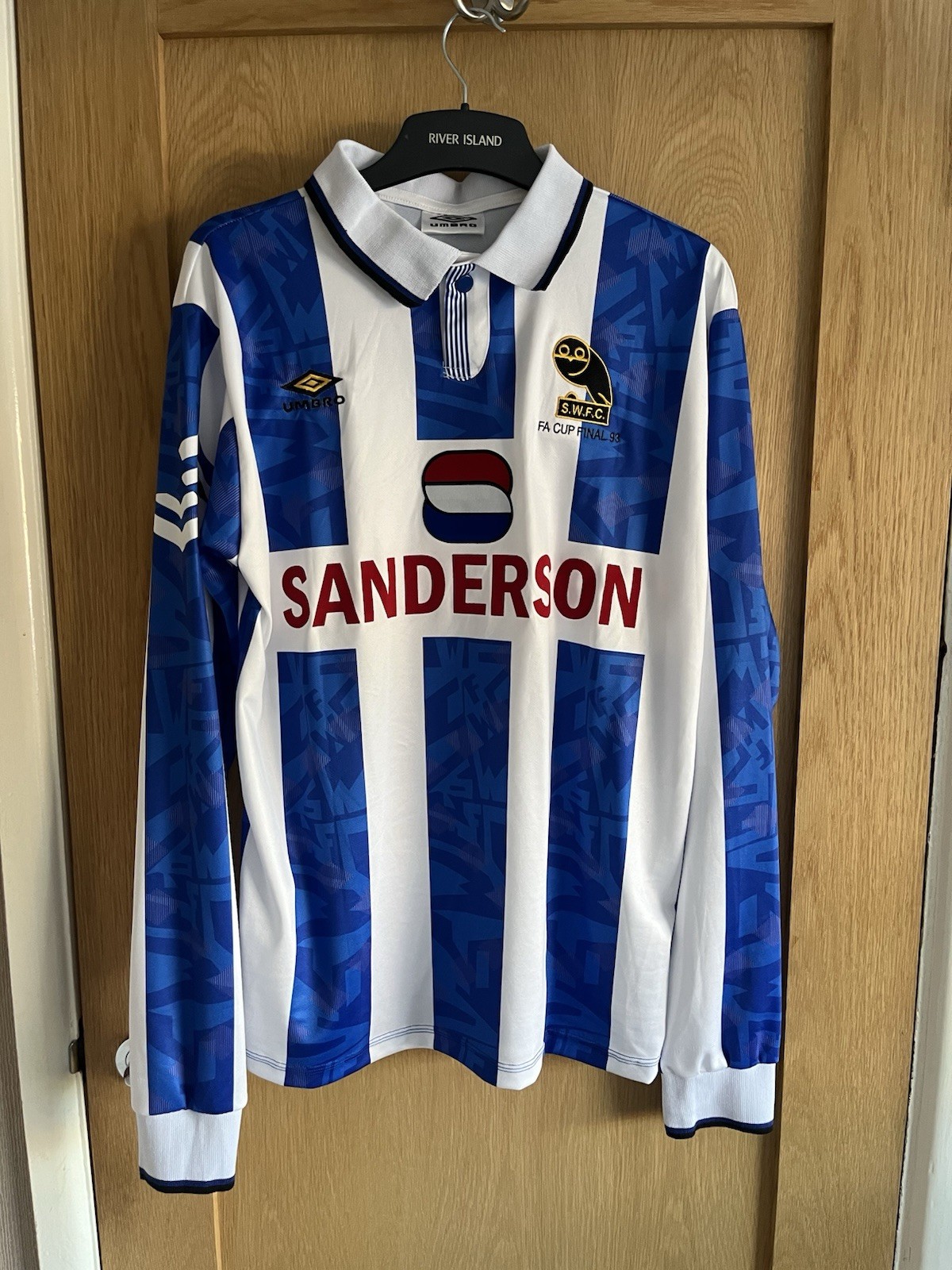 Sheffield Wednesday 93 FA Cup Final Replica Home Shirt Waddle 8 Size Large for sale on Ebay