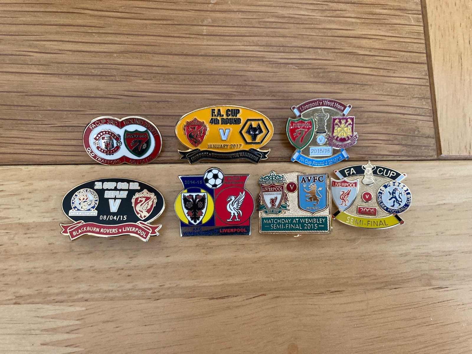 7x  Liverpool Football Club F.A. Cup Badges for sale on Ebay