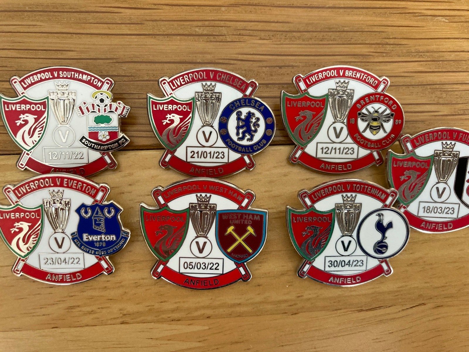 7x  Liverpool Football Club Premier League Badges for sale on Ebay