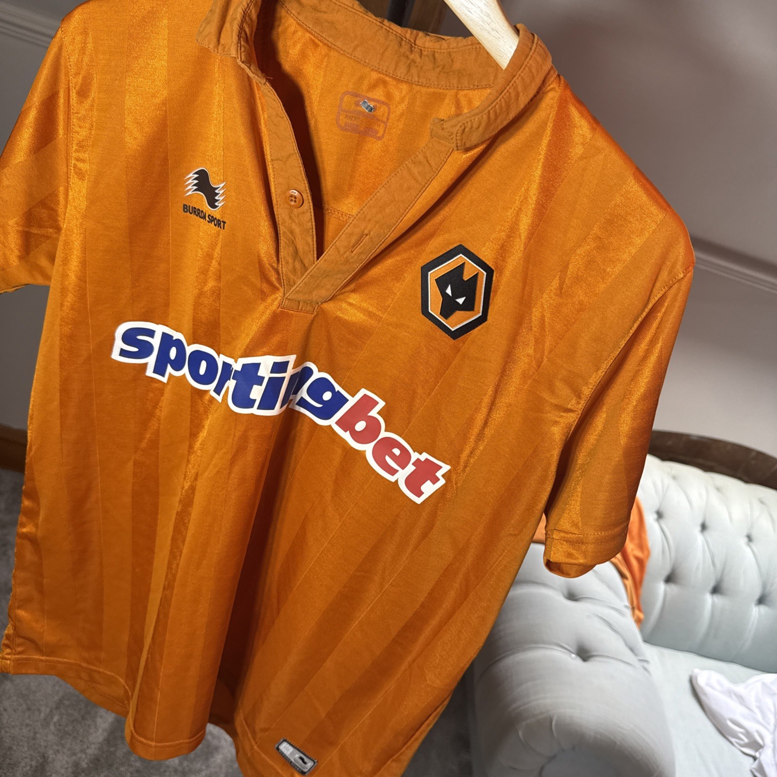 Wolverhampton Wanderers Wolves shirt Vintage Burrda Sporting Bet Short Sleeve L for sale on Ebay