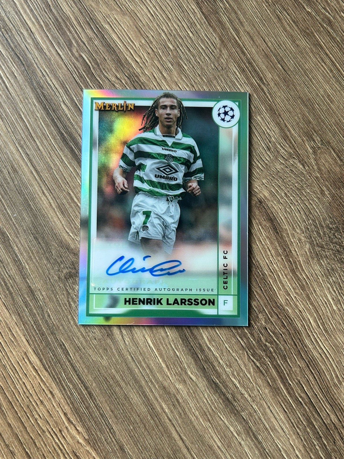 2023 topps Henrik Larsson Auto Merlin Chrome Refractor Celtic Autograph for sale on Ebay