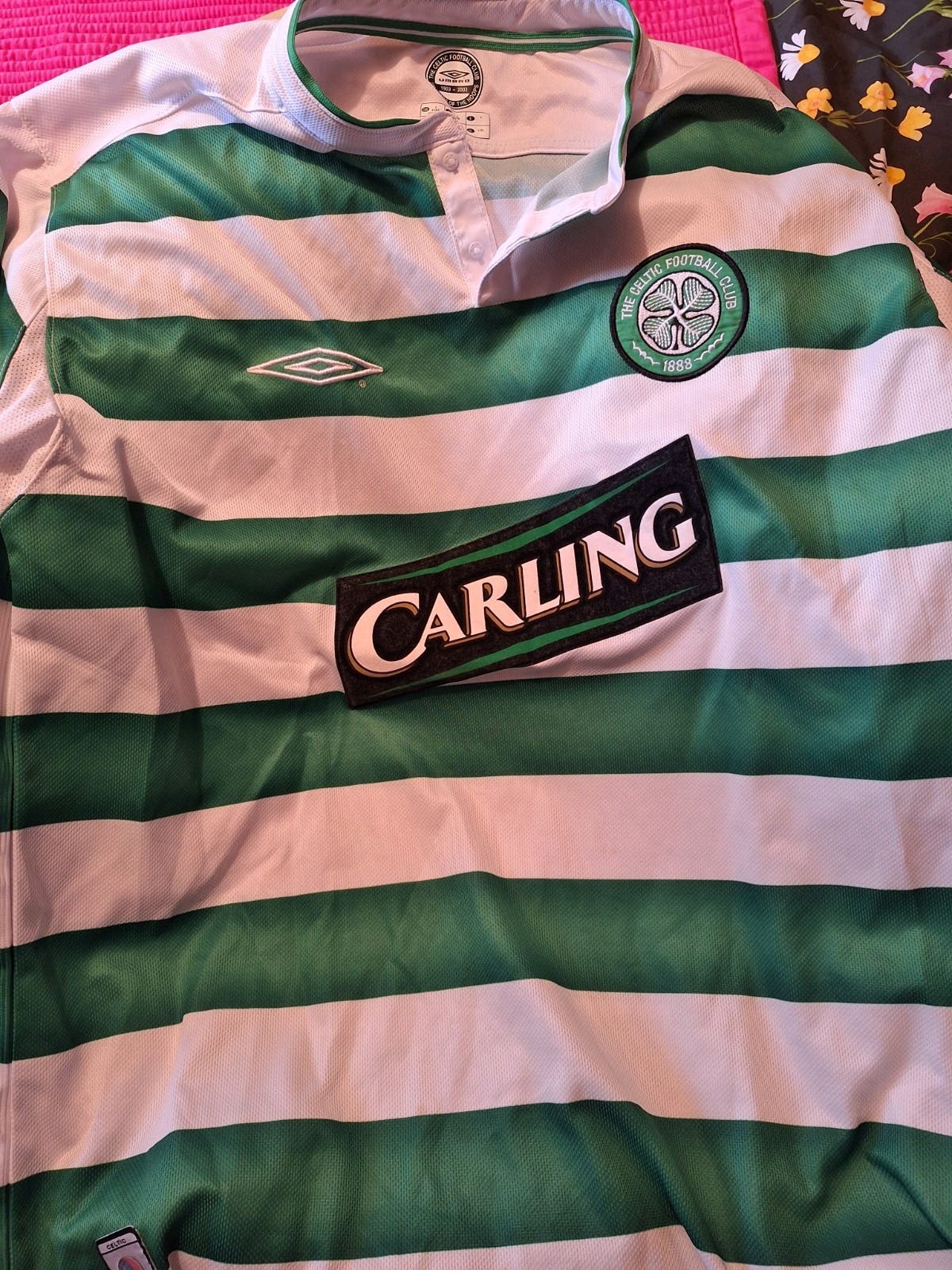 Celtic Green /white Carling Football Top 2007-2009 LARGE for sale on Ebay