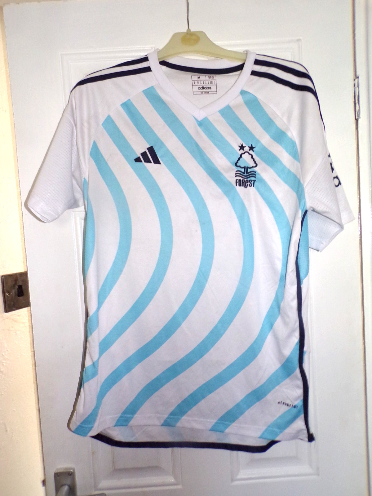 nottingham forest  year 2023 blue 3rd away football shirt med good cond for sale on Ebay