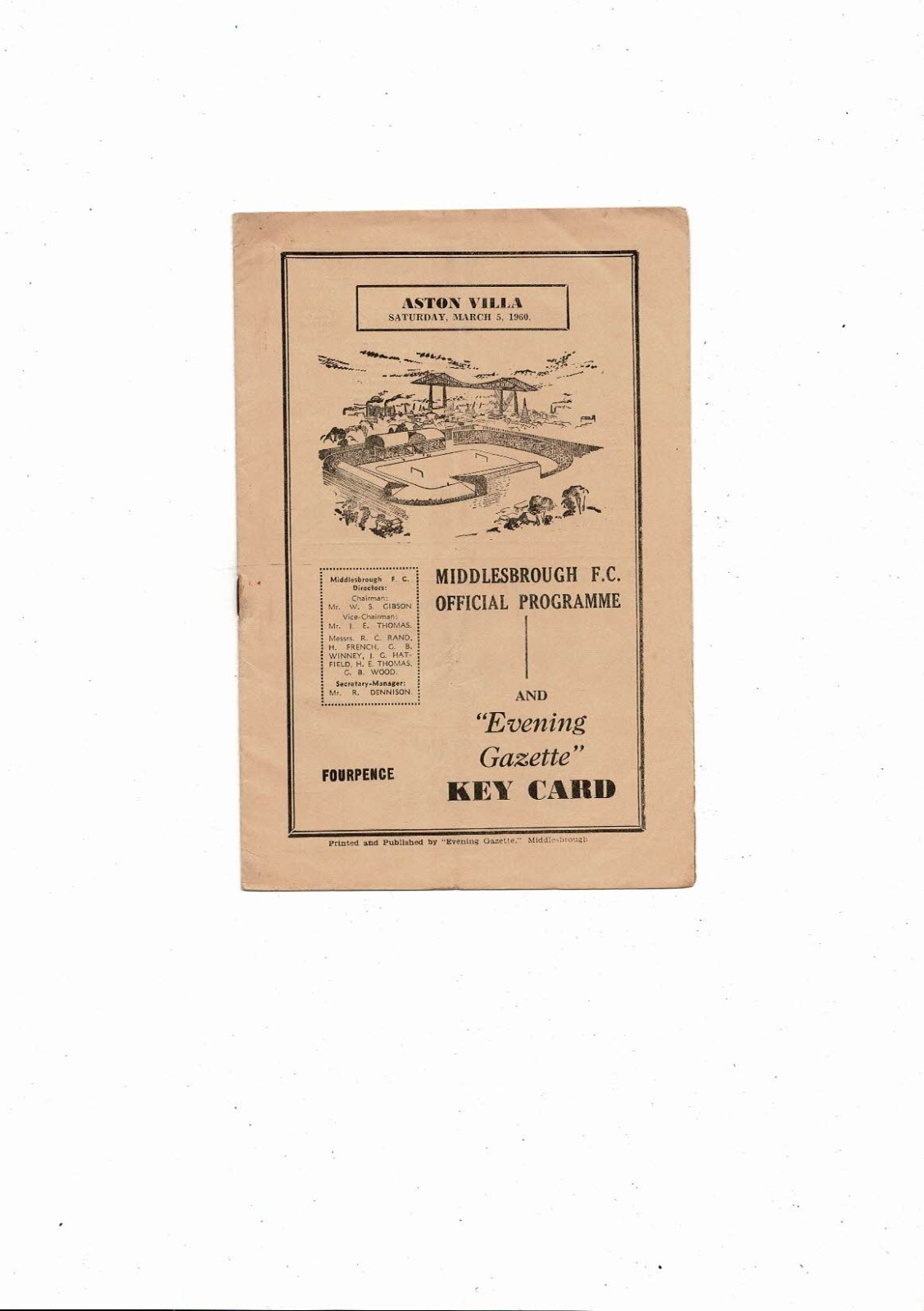 1959/60 Middlesbrough v Aston Villa Football Programme for sale on Ebay