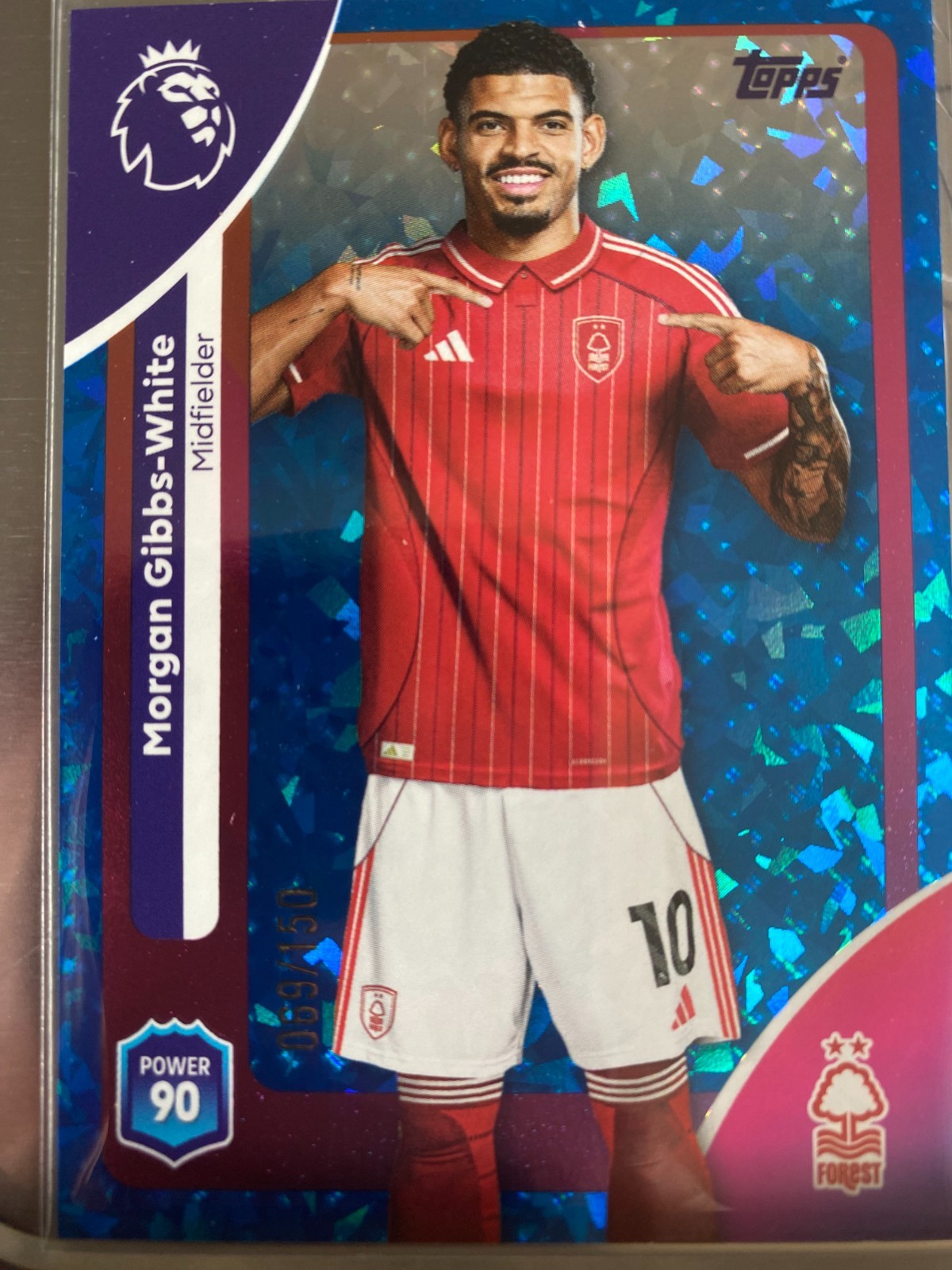 Topps Premier League 2026 Blue Sparkle Parallel /150 Morgan Gibbs-White Forest for sale on Ebay