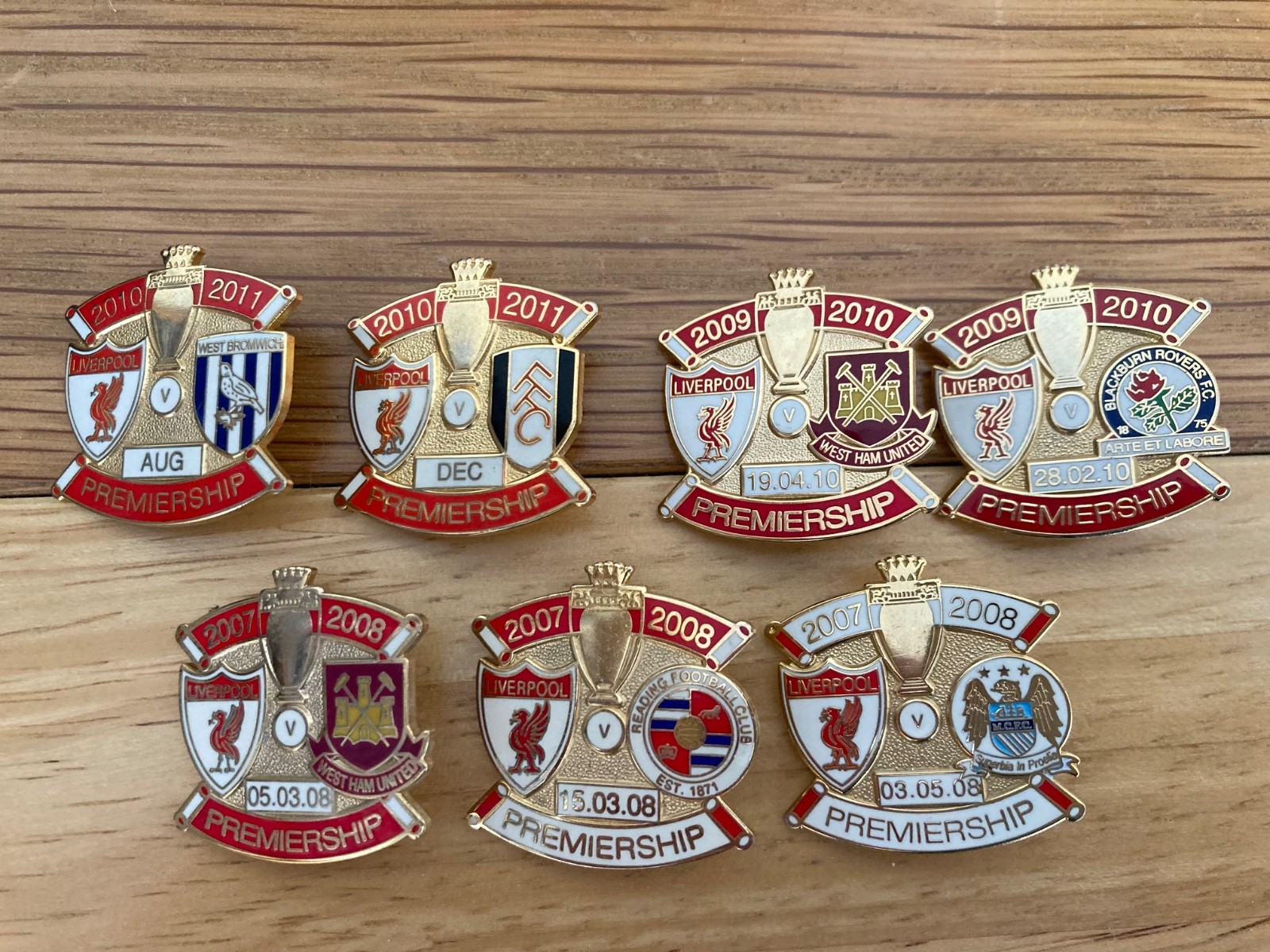 7x  Liverpool Football Club Premier League Badges for sale on Ebay