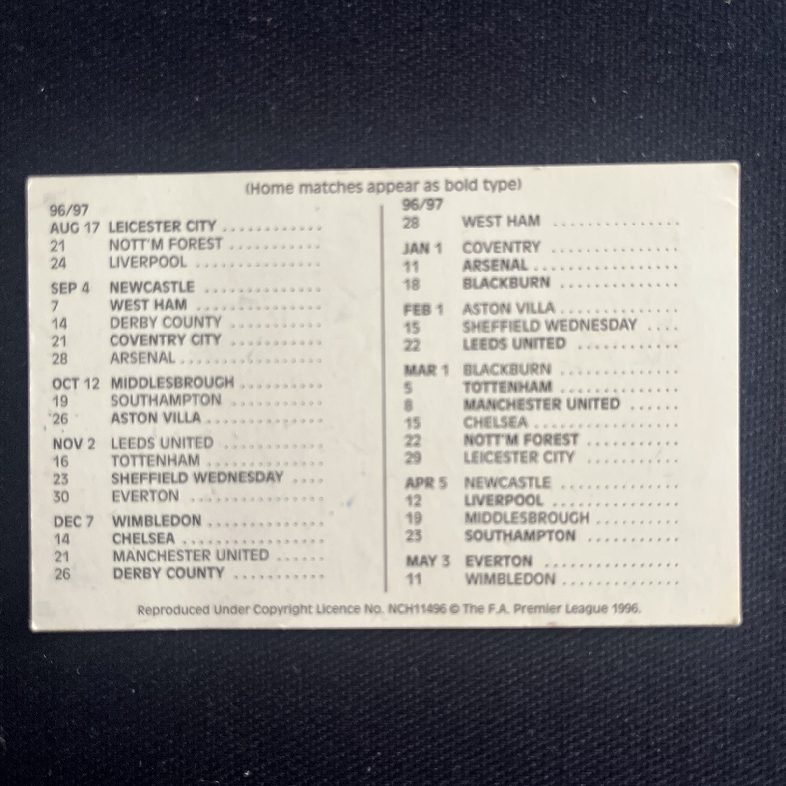 Sunderland Football fixture card  1996/97 Last season at Roker Park  for sale on Ebay