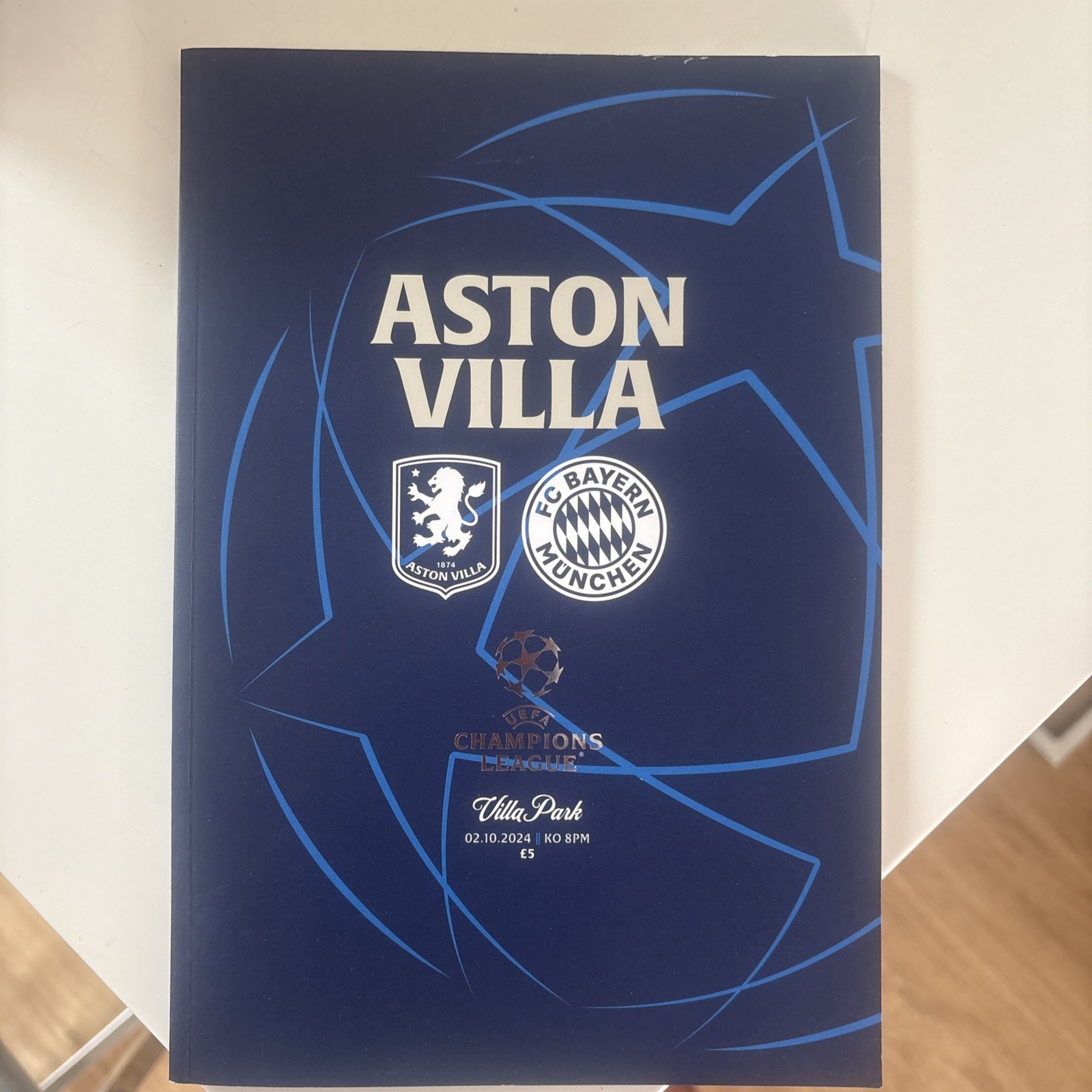 ASTON VILLA V BAYERN MUNICH MUNCHEN CHAMPIONS LEAGUE 2/10/24 2024-2025 Programme for sale on Ebay