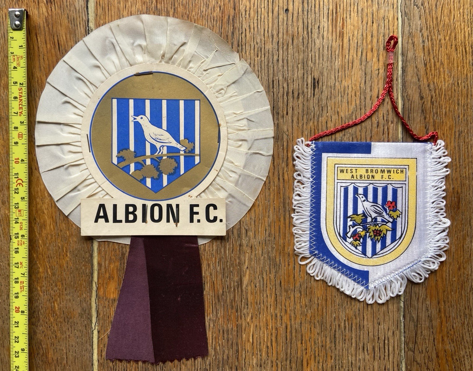 1970s+ Vintage WEST BROMWICH ALBION Rosette & Small Pennant. Both very good. for sale on Ebay