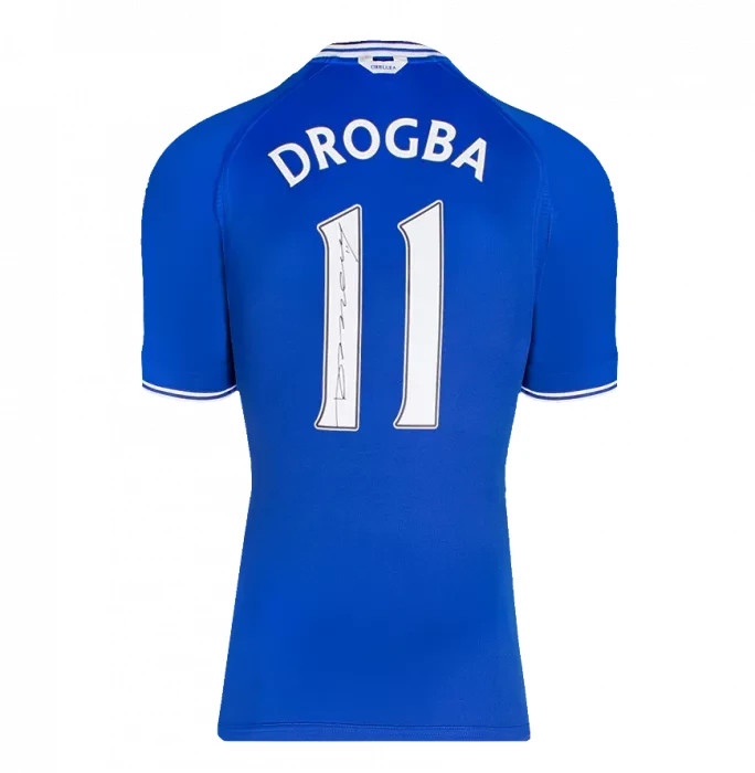 Didier Drogba Back Signed Chelsea 2000-01 Home Shirt with Fan Style Numbers for sale on Ebay