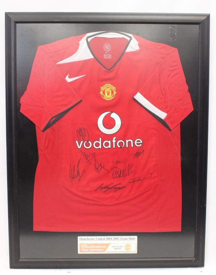 Manchester United Signed Ronaldo Rooney Framed Team Shirt 2004/05 - P33 for sale on Ebay