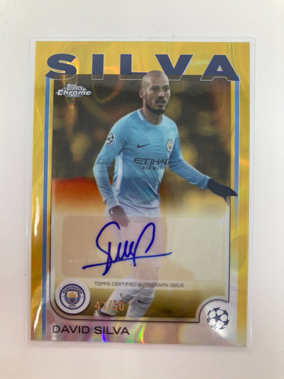 TOPPS CHROME 24/25 DAVID SILVA MANCHESTER CITY AUTO 41/50. for sale on Ebay