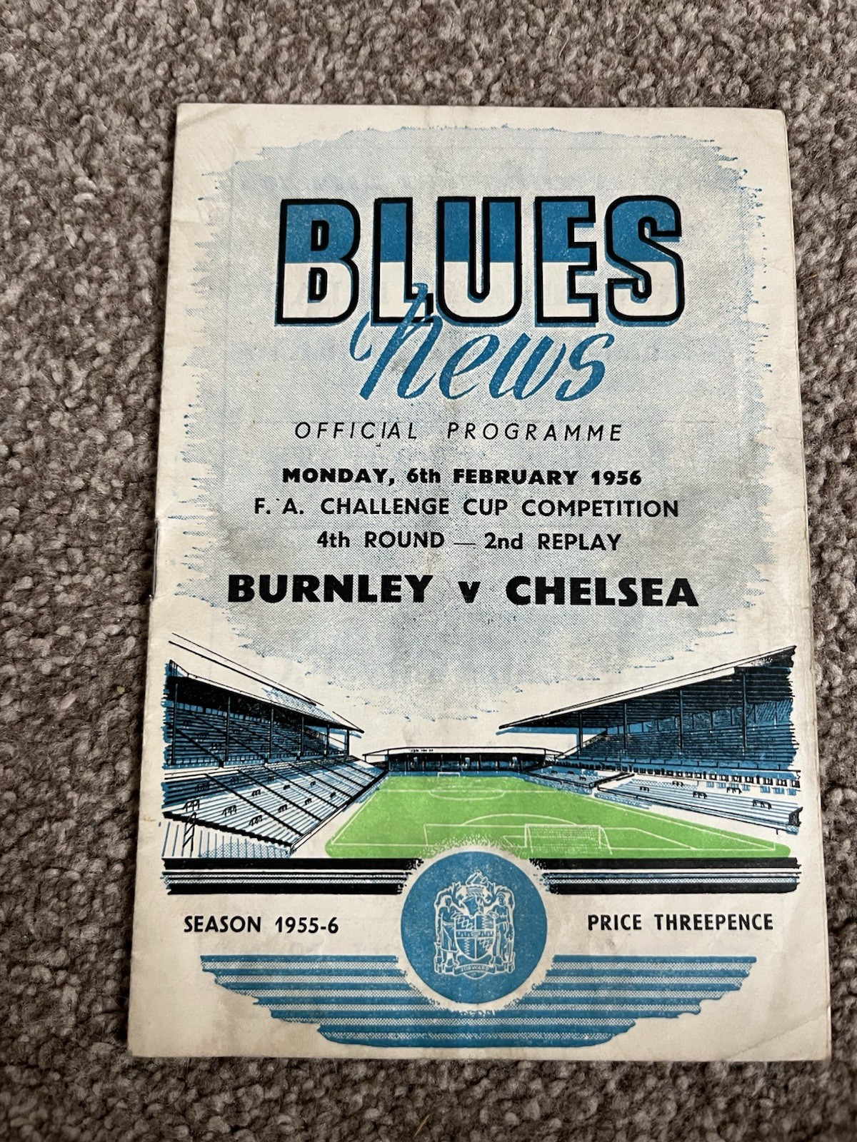 BURNLEY V CHELSEA FA CUP 2nd REPLAY 1955-56 @ BIRMINGHAM CITY for sale on Ebay