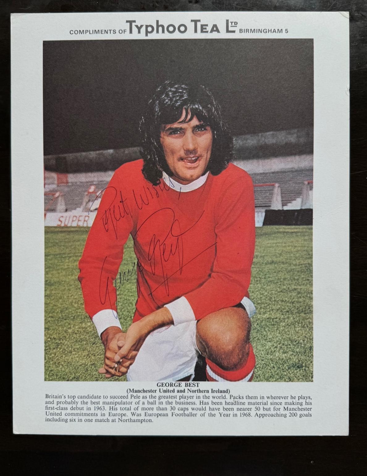 GEORGE BEST signed 1973/74 Ty-Phoo card 3rd Series Football stars MAN UTD w/COA for sale on Ebay