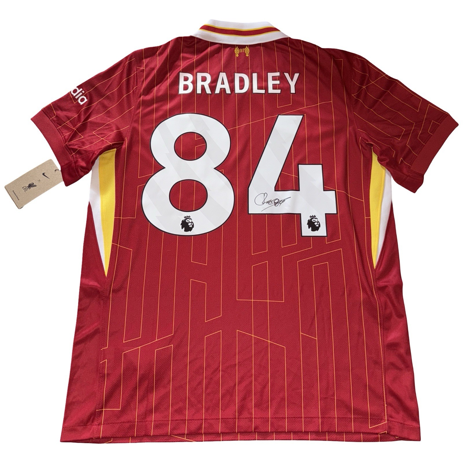 Conor Bradley Signed 24/25 Liverpool Home Shirt (Defected Name) for sale on Ebay
