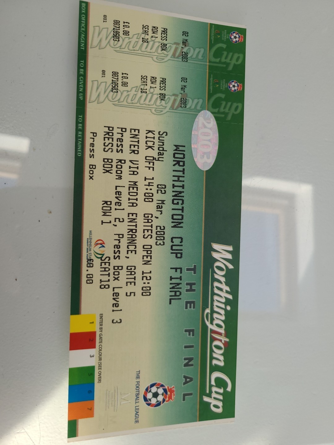 unused Manchester United Ticket V Liverpool 2003 League Cup Final for sale on Ebay