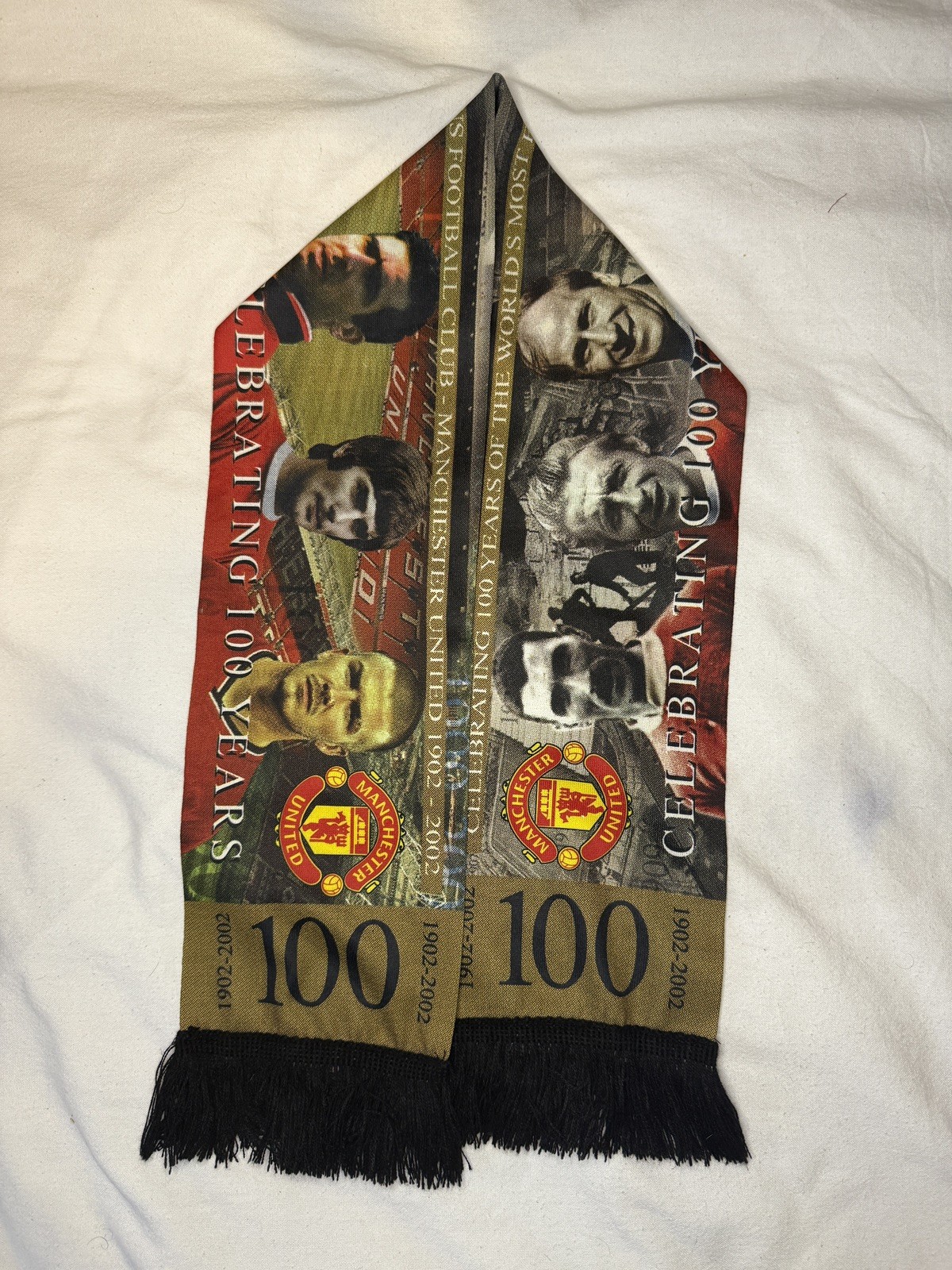 Manchester United 100 Year Celibration Scarf 1902-2002 Offical Merchandise UK for sale on Ebay