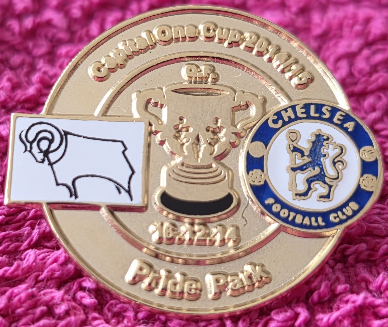 Chelsea FC Badge -  CHELSEA v DERBY COUNTY 14/15 CAPITAL ONE CUP MATCH BADGE  for sale on Ebay