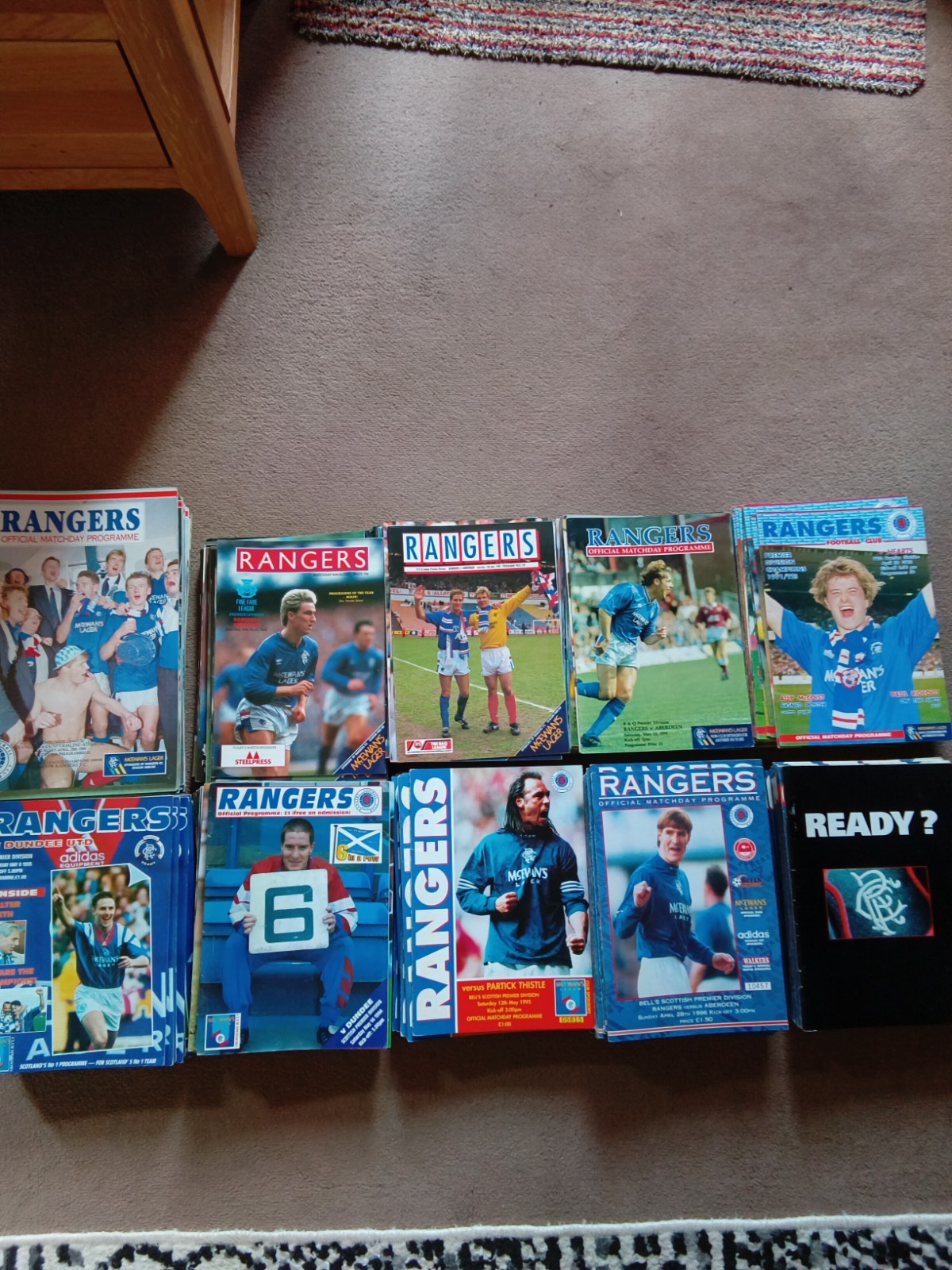 Glasgow Rangers 9 complete seasons home programmes.1987/88-1996/97 nine in a row for sale on Ebay