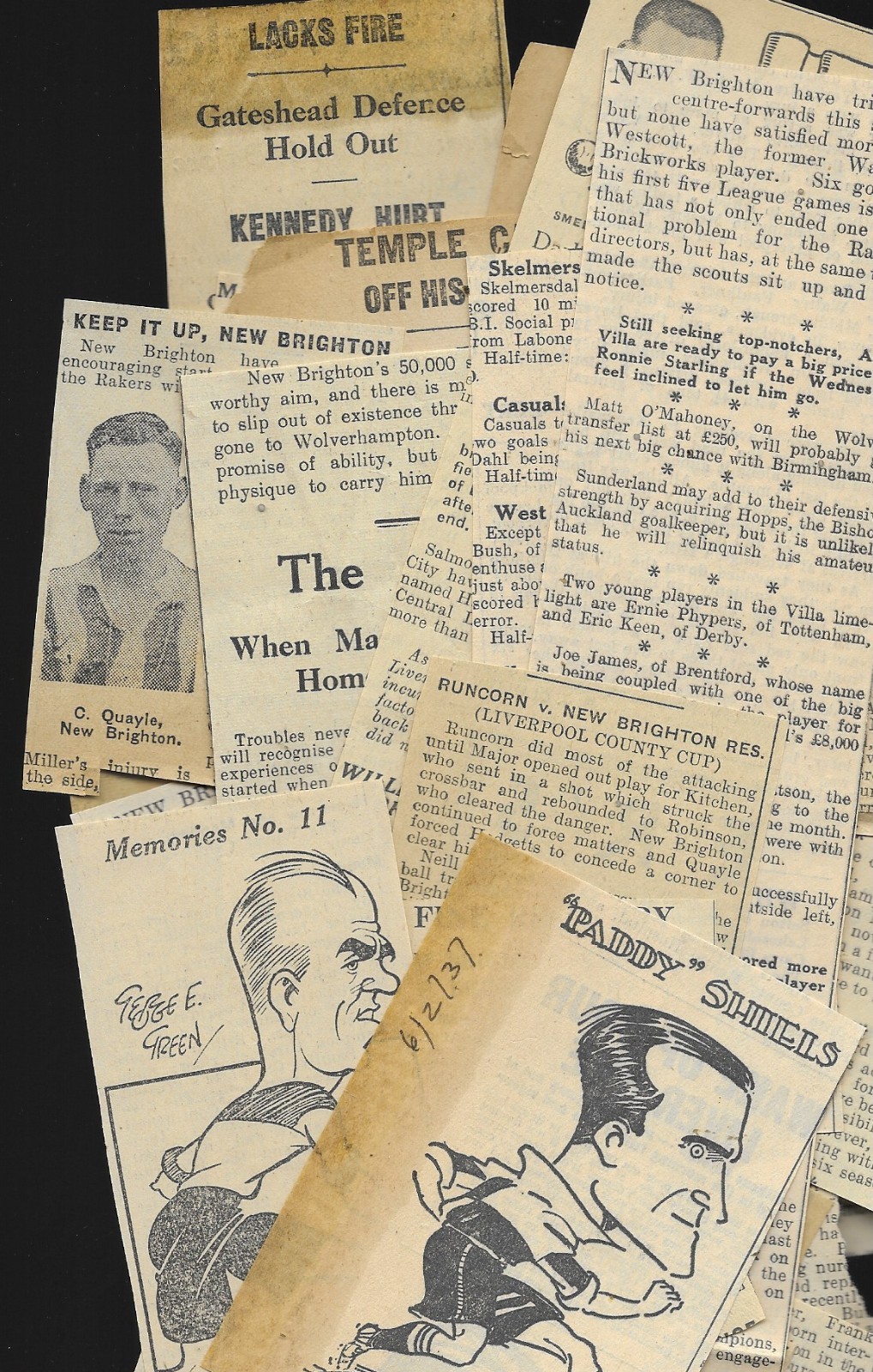 29 x PRE-WAR NEW BRIGHTON FC NEWSPAPER CUTTINGS (MAINLY MATCH REPORTS) for sale on Ebay