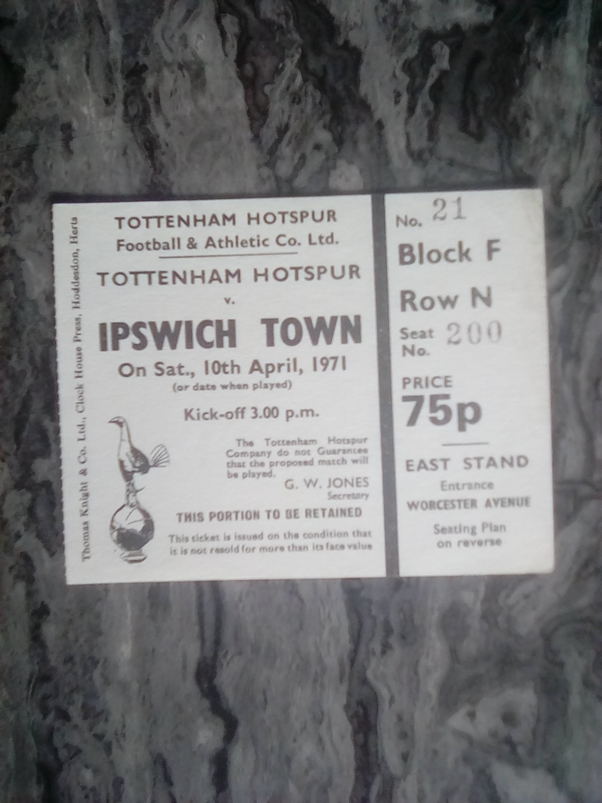 tottenham ticket v Ipswich Town 10/04/1971 for sale on Ebay