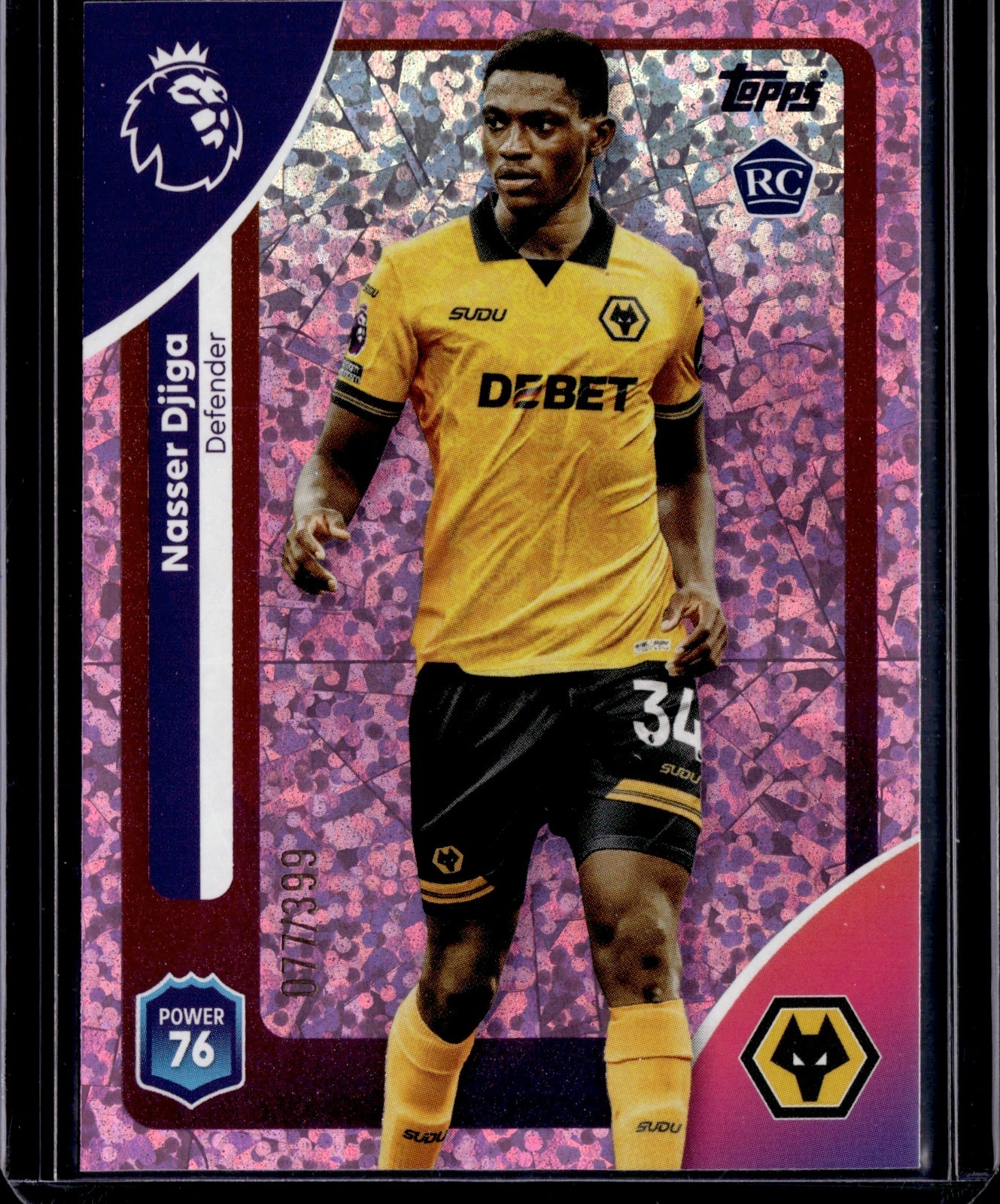 Nasser Djiga /399 RC Pink Sparkle Parallel Wolves Topps Premier League 2026 for sale on Ebay