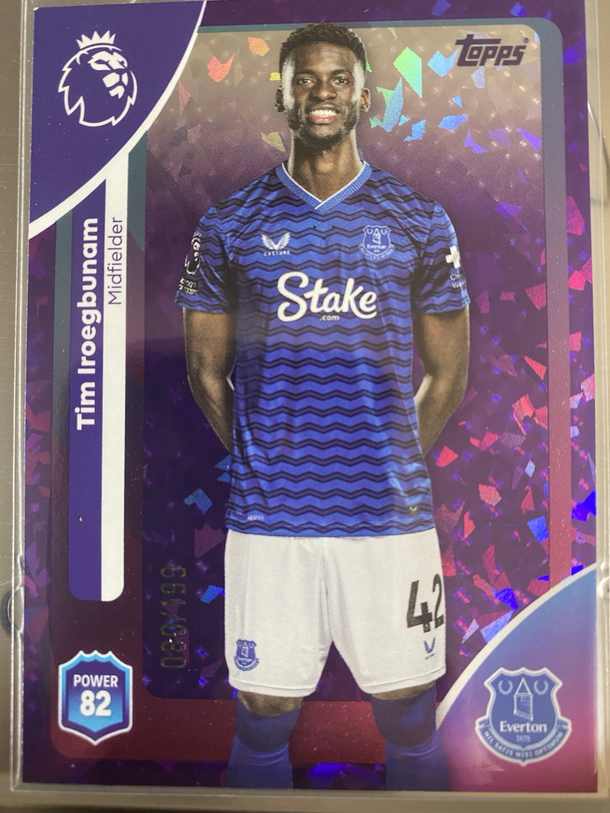Topps Premier League 2026 Purple Sparkle Parallel /199 Tim Iroegbunam Everton for sale on Ebay