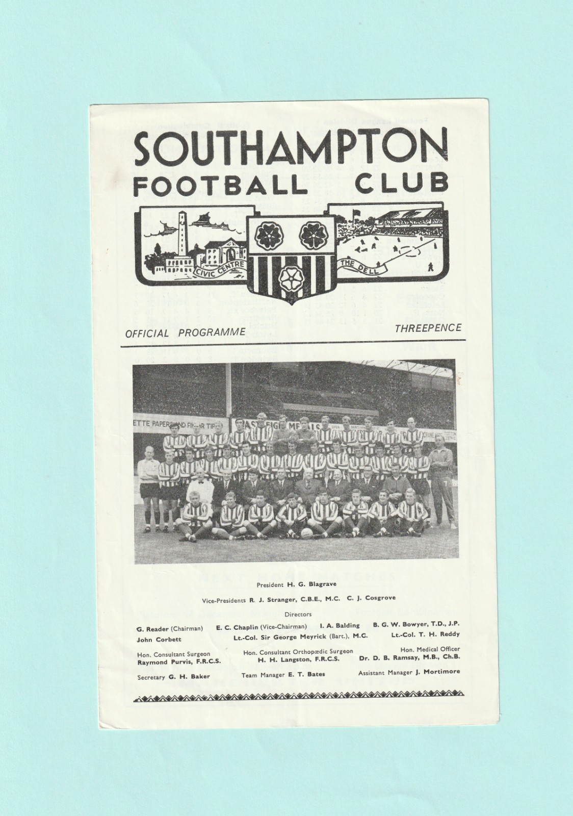 1968-1969 COMBINATION CUP SEMI-FINAL : SOUTHAMPTON v TOTTENHAM / SPURS RESERVES for sale on Ebay