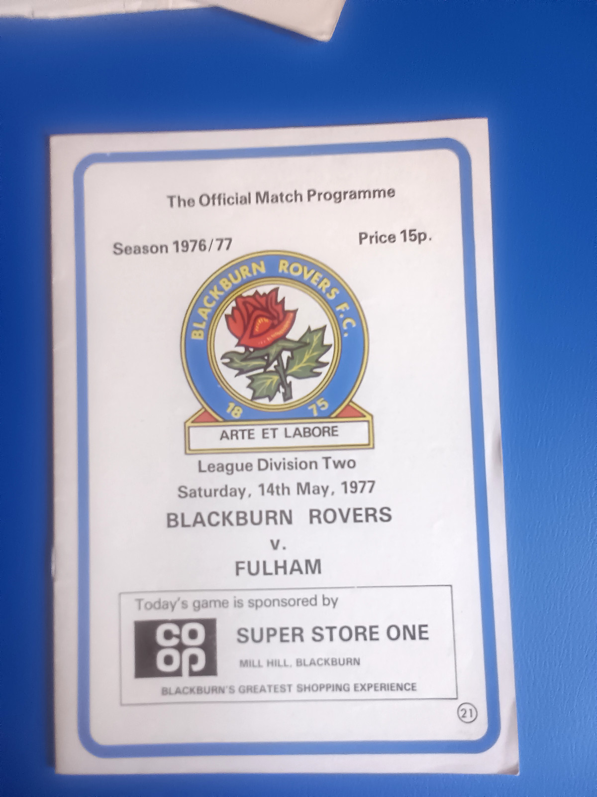 BLACKBURN ROVERS v FULHAM 14th MAY 1977 BOBBY MOORE'S LAST GAME VERY GOOD. for sale on Ebay